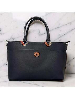 Sandol Women's Tote Bag Navy Blue Satchel Shoulder Double Handle Handbag NWT
